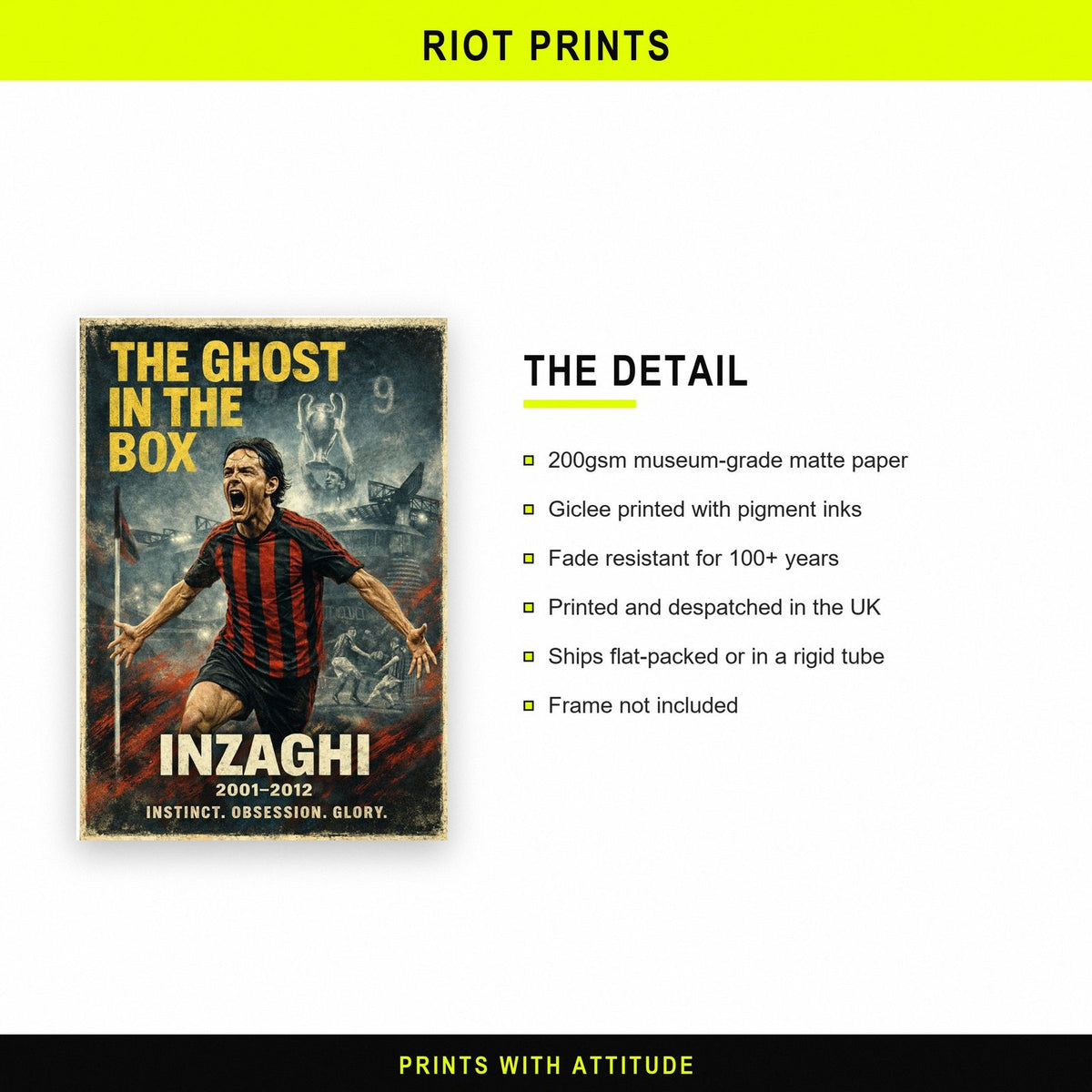 Football Legends Poster – Filippo Inzaghi paper and printing specification