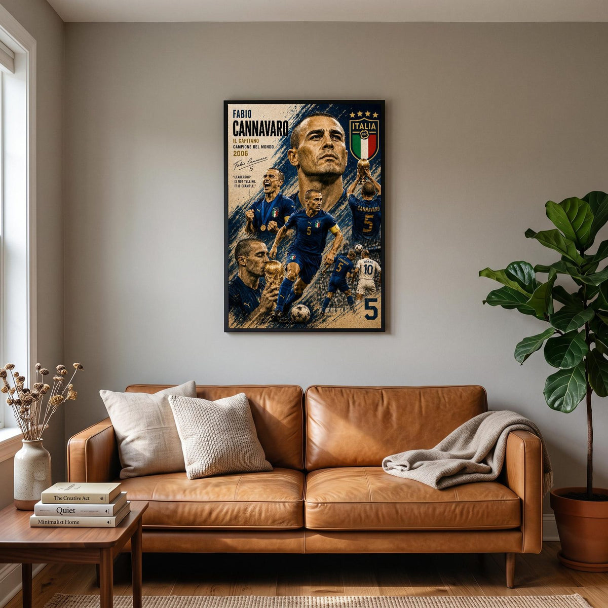 Fabio Cannavaro Italy Football Print hanging on a living room wall