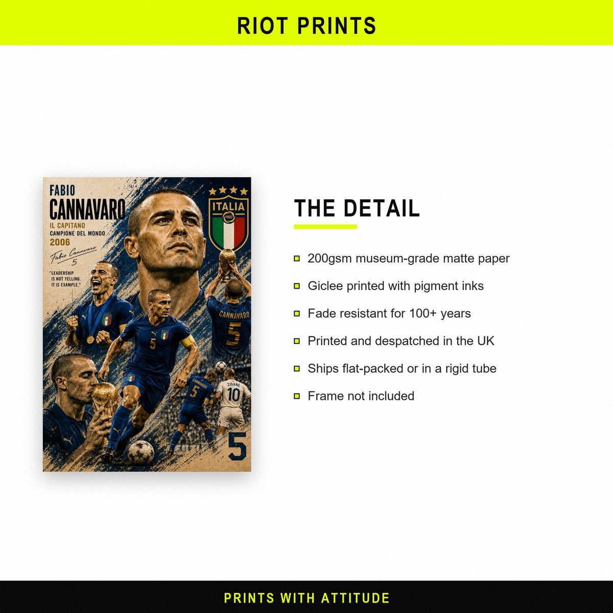 Fabio Cannavaro Italy Football Print paper and printing specification