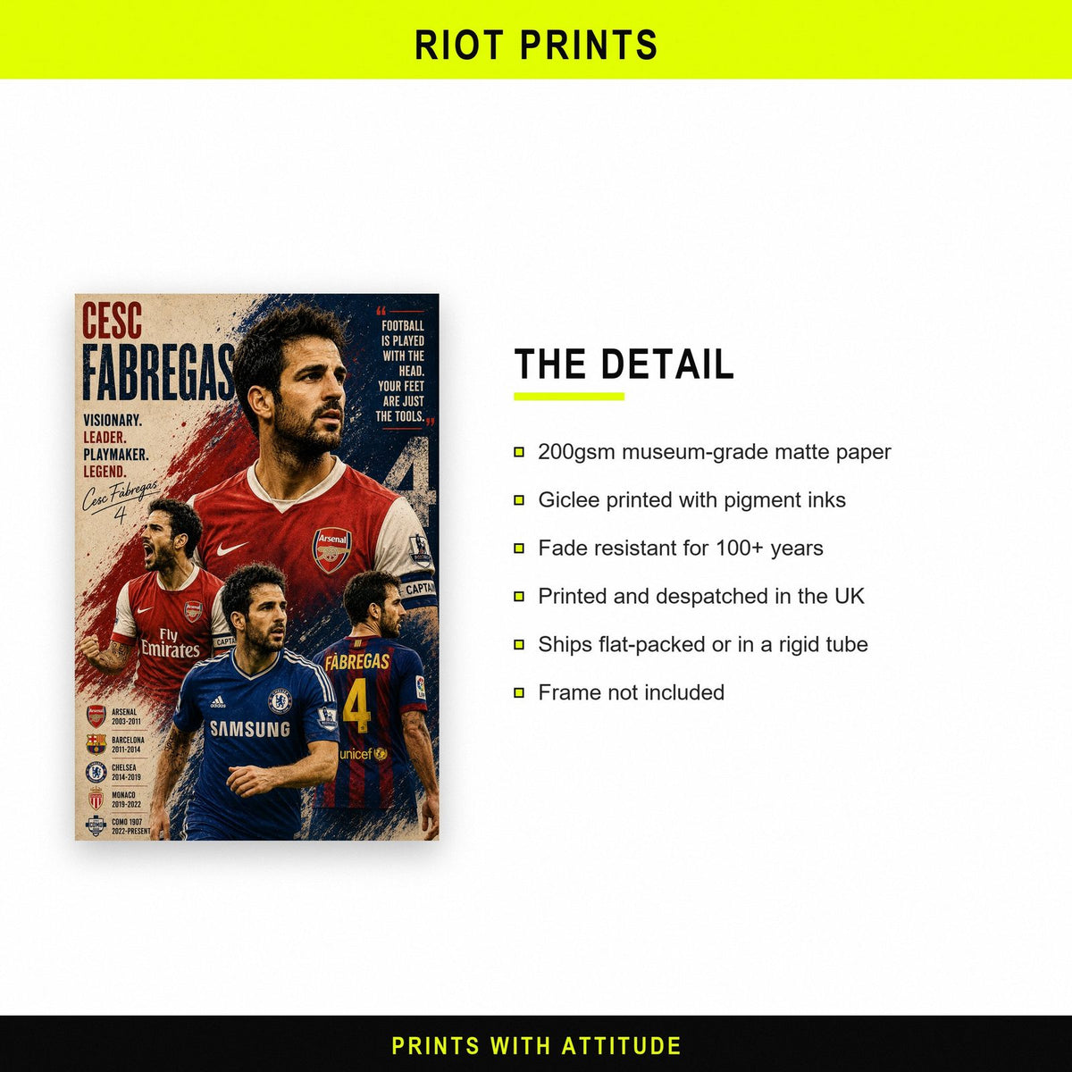 Cesc Fabregas Football Legend Print paper and printing specification