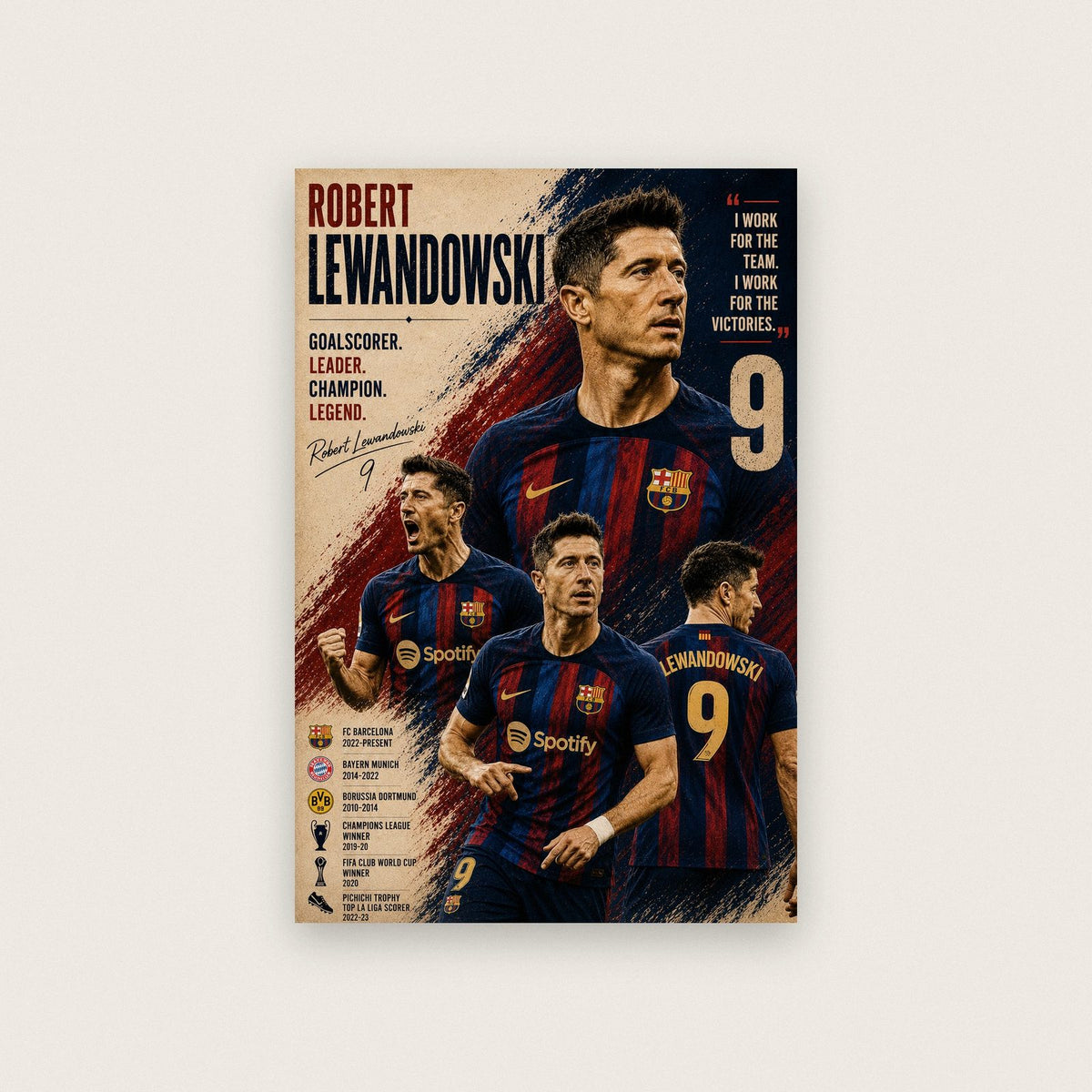 Robert Lewandowski Barcelona Legend Football Print