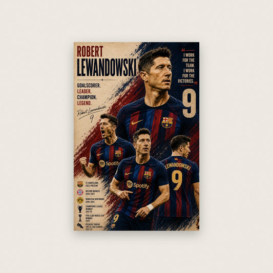 Robert Lewandowski Barcelona Legend Football Print