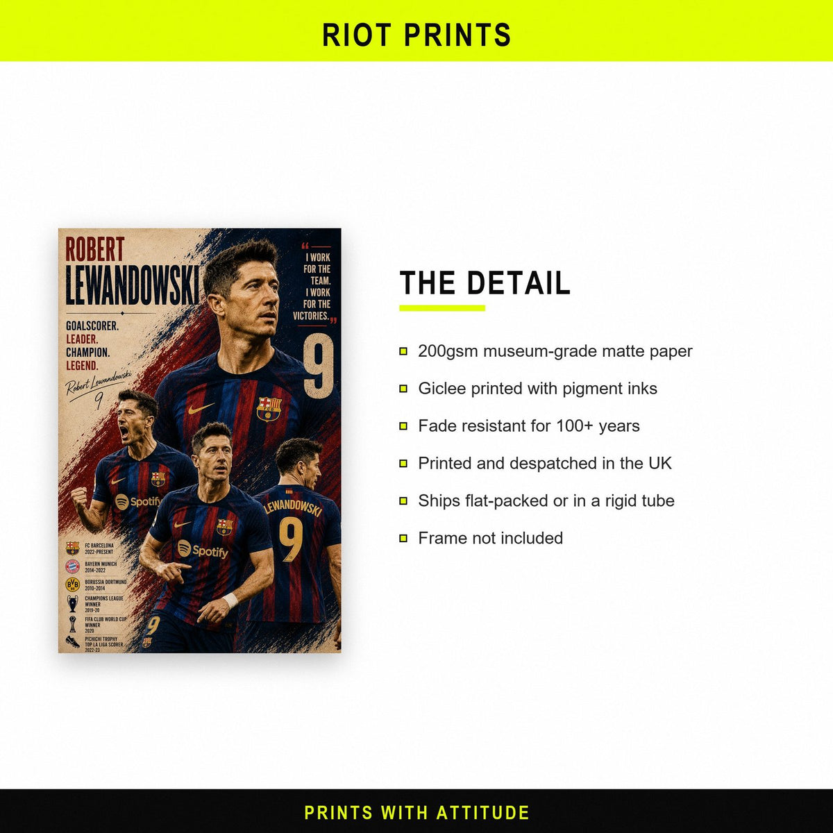 Robert Lewandowski Barcelona Legend Football Print paper and printing specification