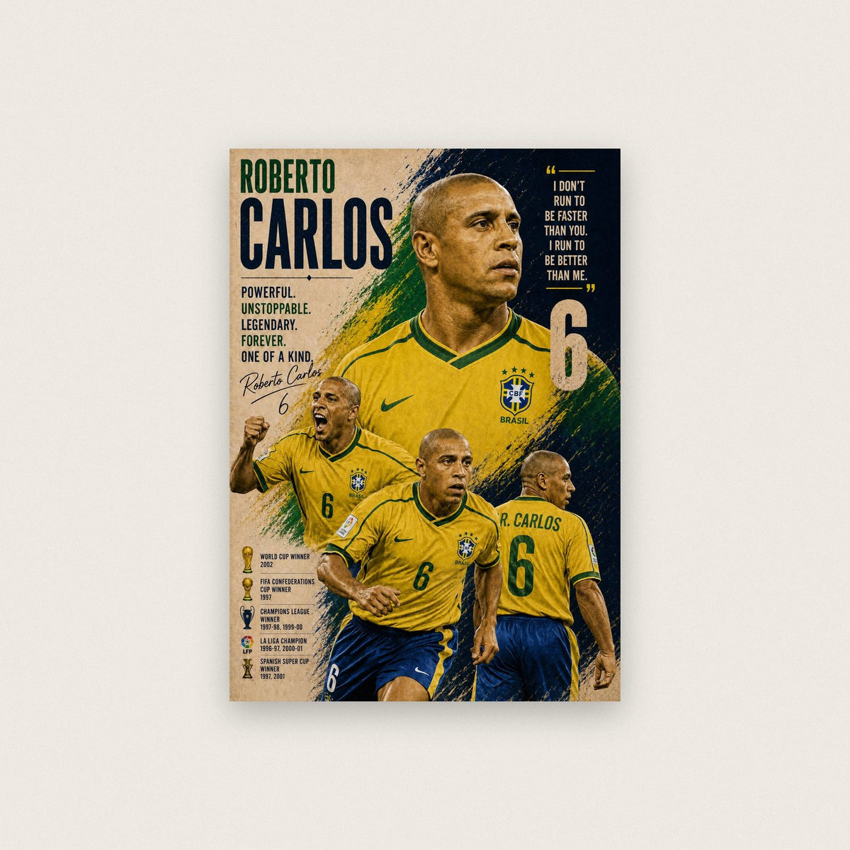 Roberto Carlos Brazil Football Legend Poster