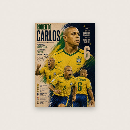 Roberto Carlos Brazil Football Legend Poster