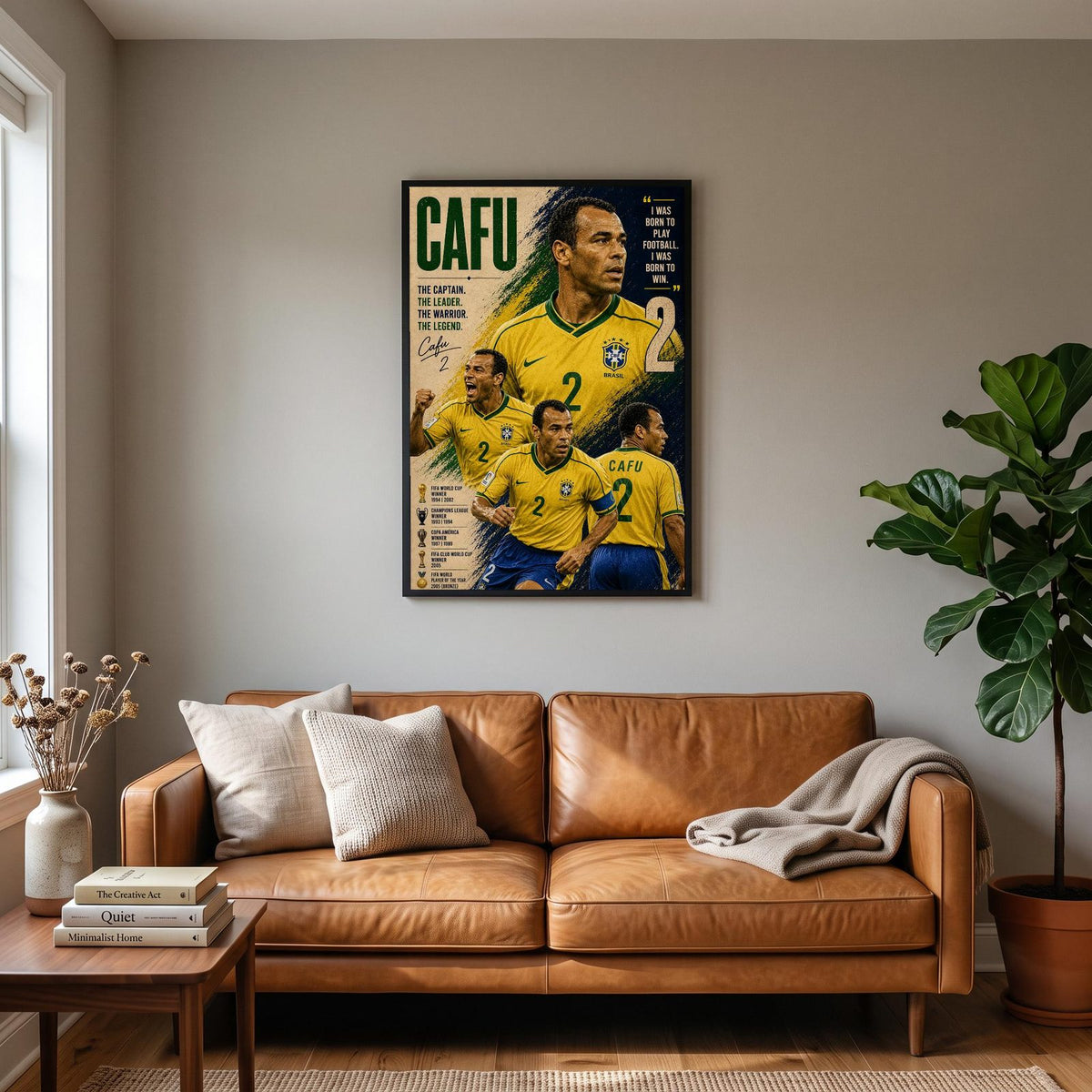 Cafu Brazil Legend Poster Print hanging on a living room wall