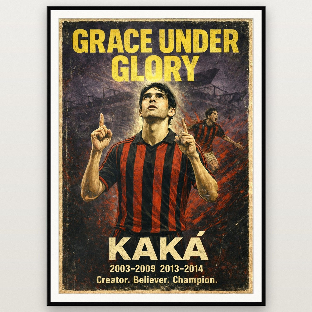 Kaká Football Legend Poster shown in a black frame
