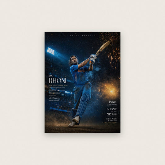 MS Dhoni Helicopter Shot Print
