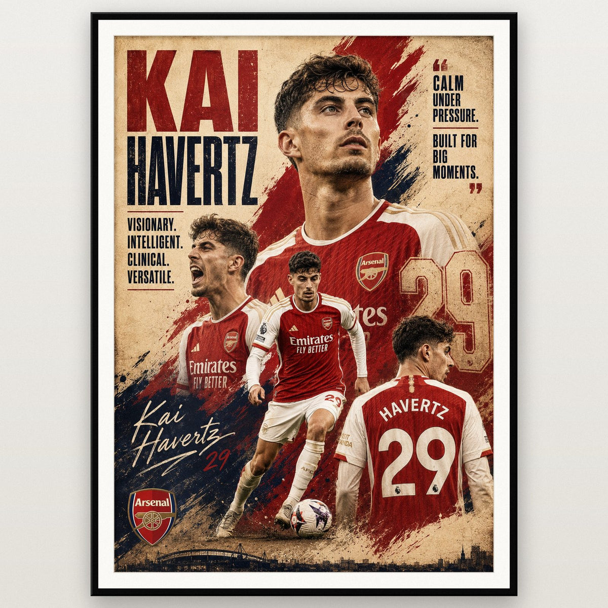 Kai Havertz Arsenal Print shown in a black frame