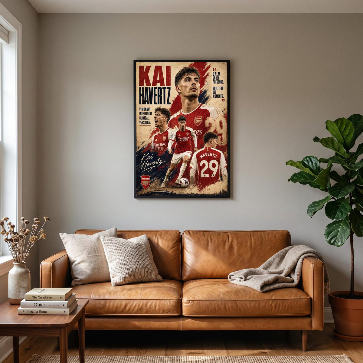 Kai Havertz Arsenal Print hanging on a living room wall