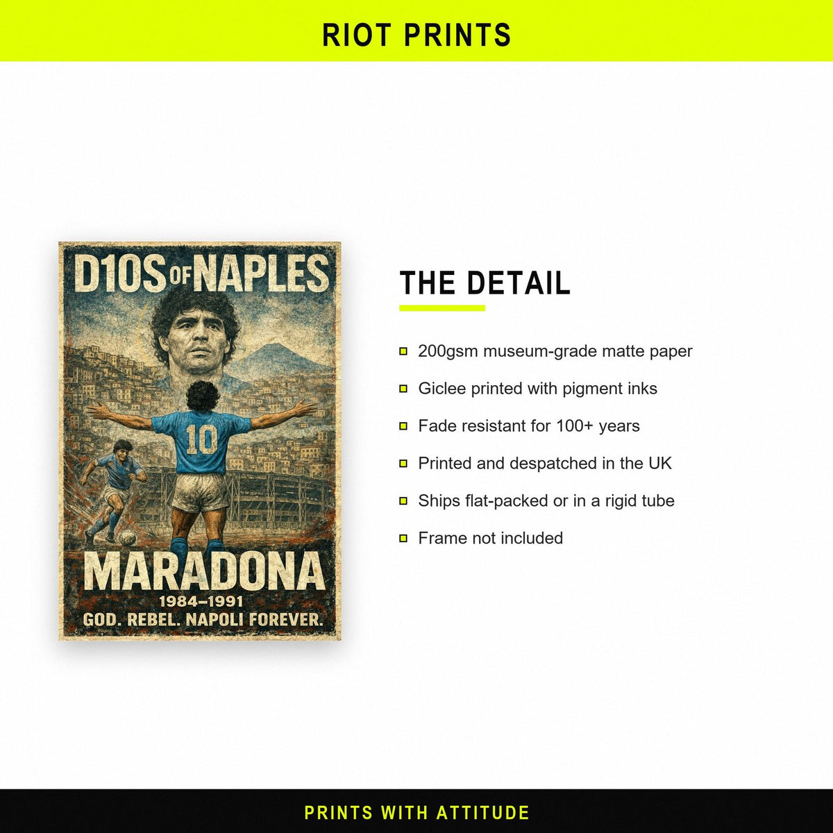 Maradona Napoli Poster paper and printing specification