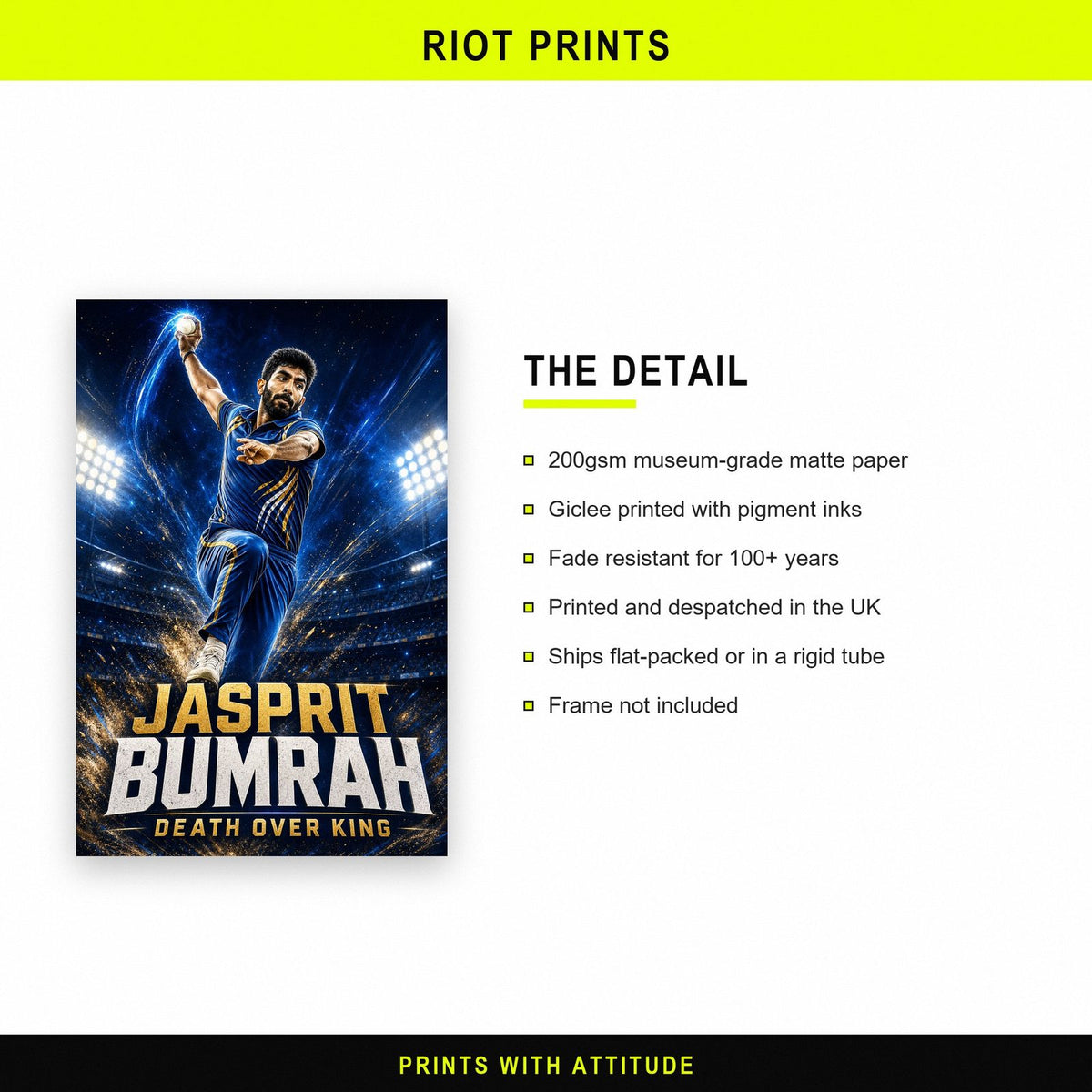 Jasprit Bumrah Poster paper and printing specification