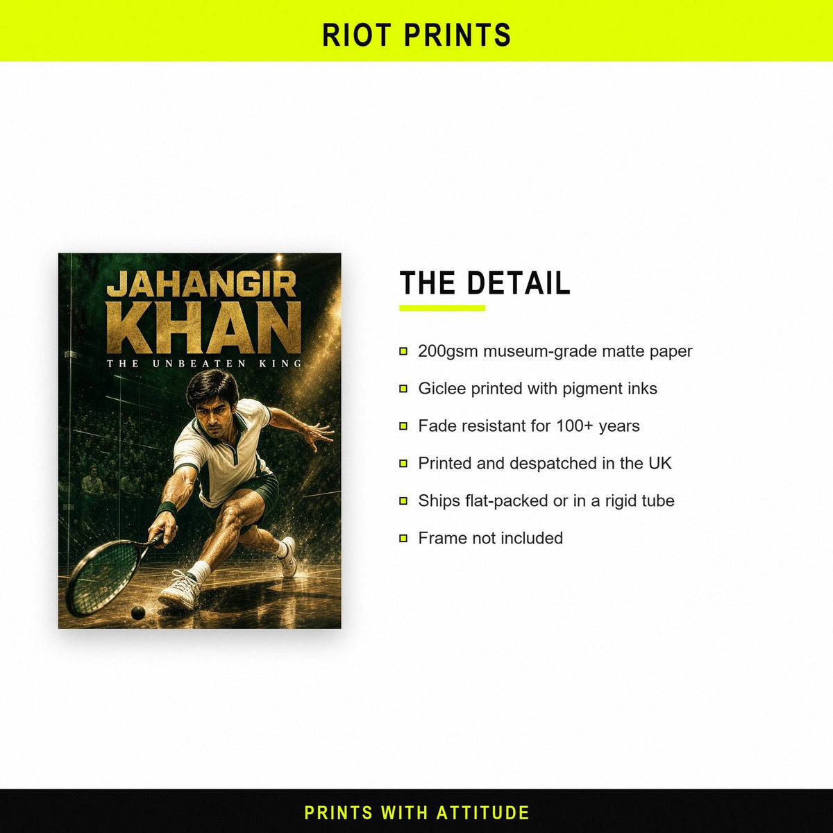 Jahangir Khan Poster paper and printing specification
