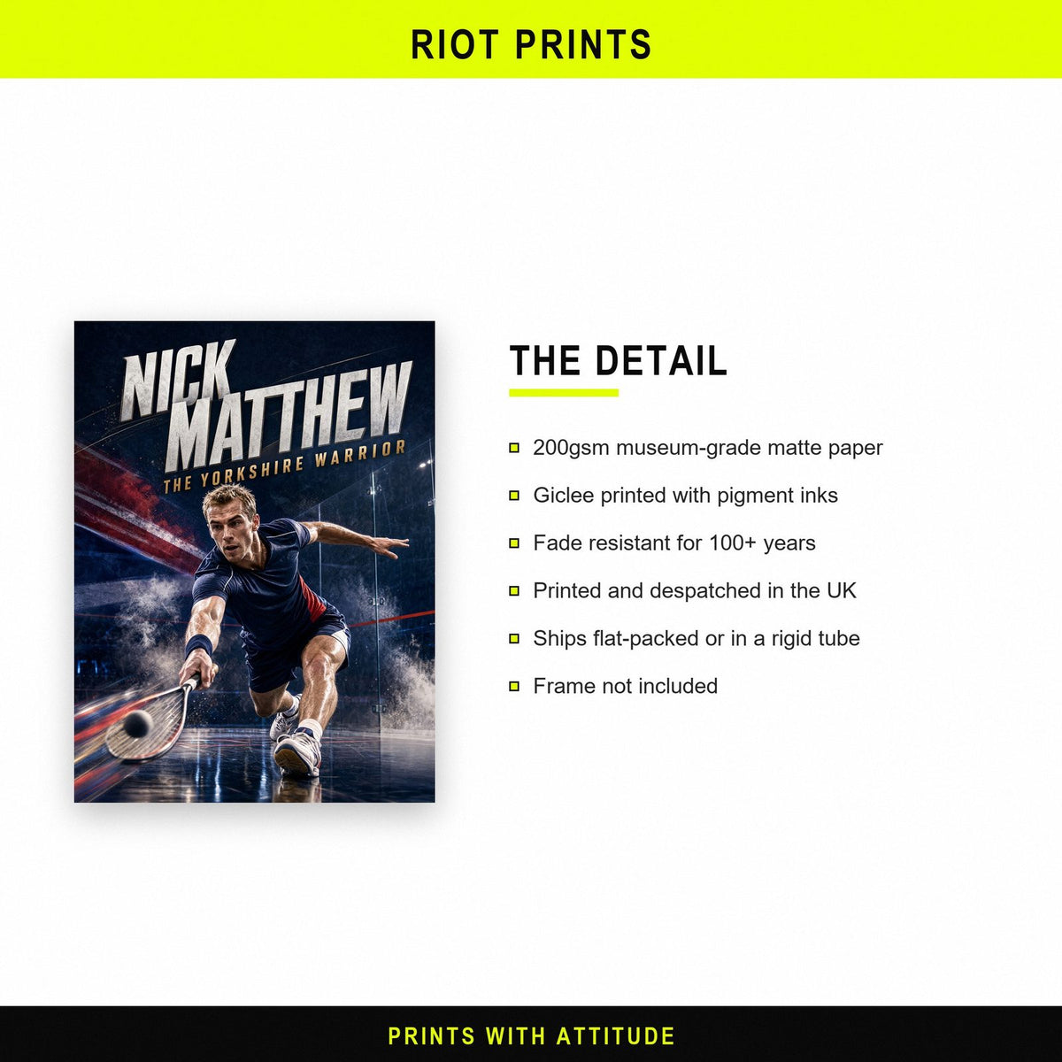 Nick Matthew Poster paper and printing specification