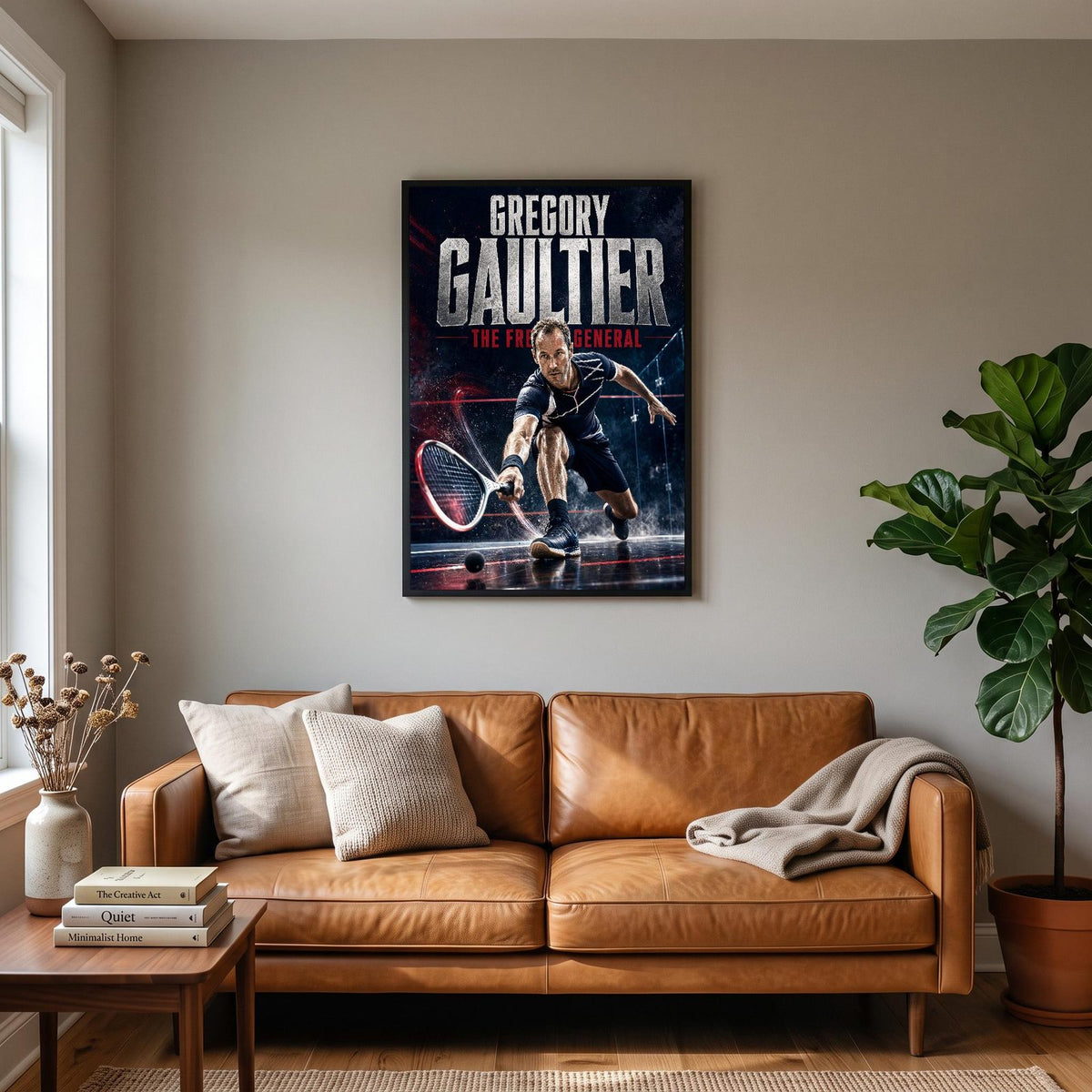 Gregory Gaultier Poster hanging on a living room wall