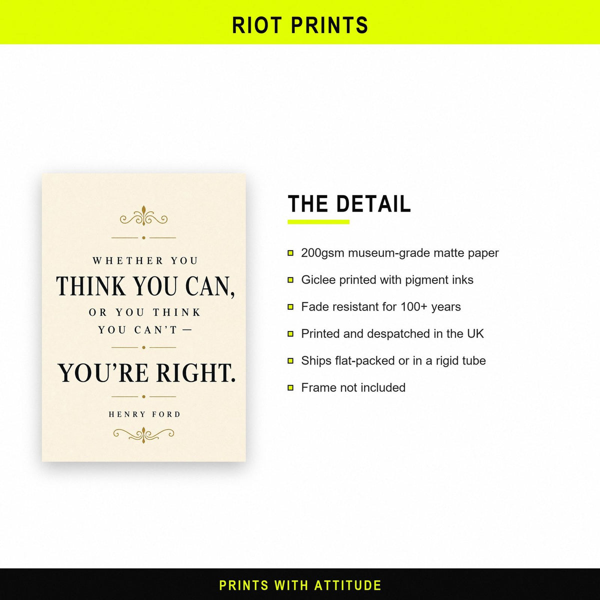 Henry Ford Whether You Think You Can Quote Art Print