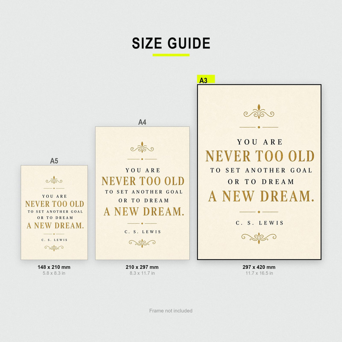 C S Lewis Never Too Old Quote Art Print