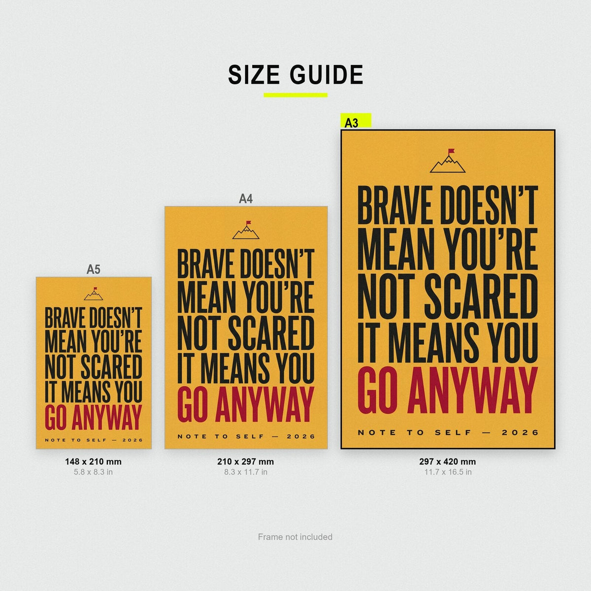 Brave Doesnt Mean Youre Not Scared Note To Self Typography Art Print