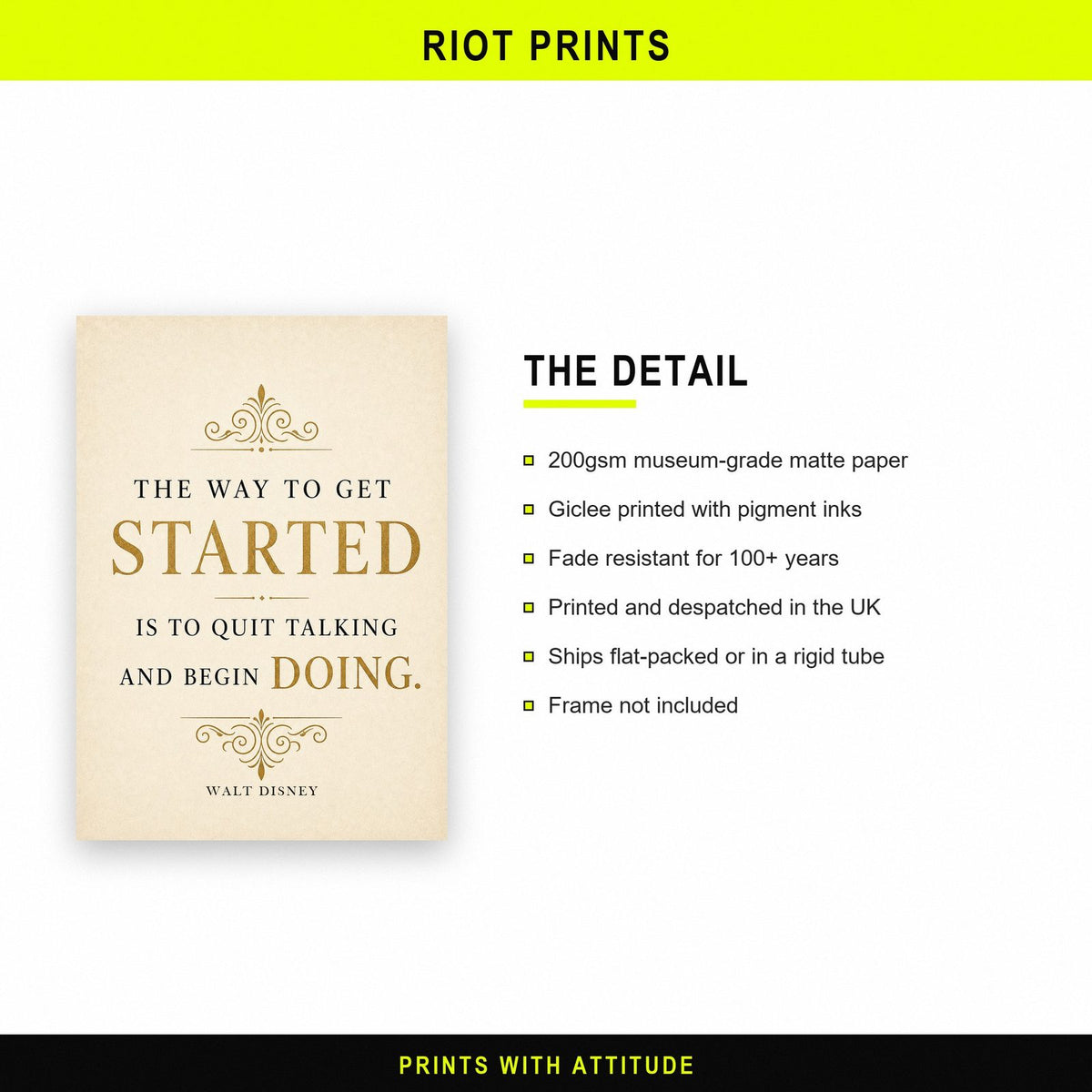 Walt Disney The Way To Get Started Quote Art Print