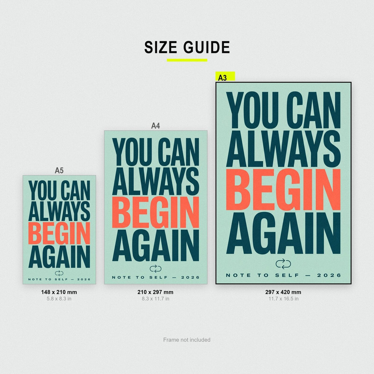 You Can Always Begin Again Note To Self Typography Art Print