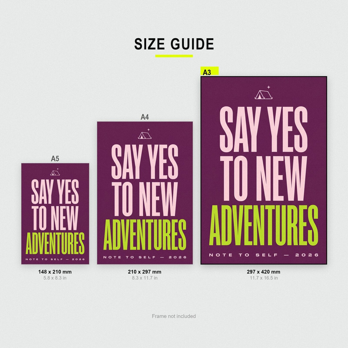Say Yes To New Adventures Note To Self Typography Art Print