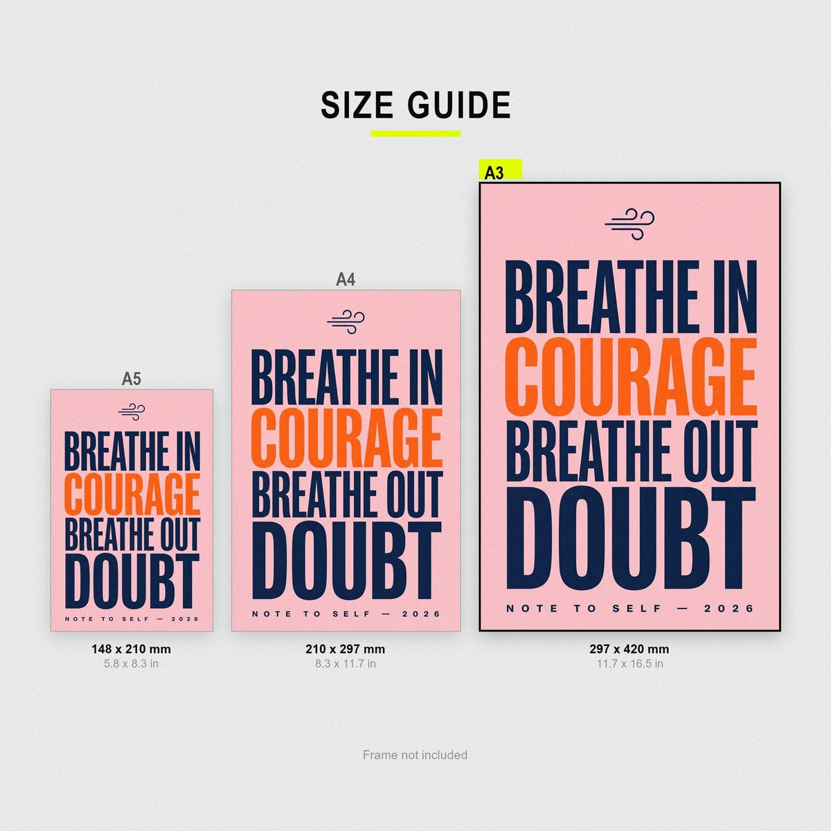 Breathe In Courage Note To Self Typography Art Print