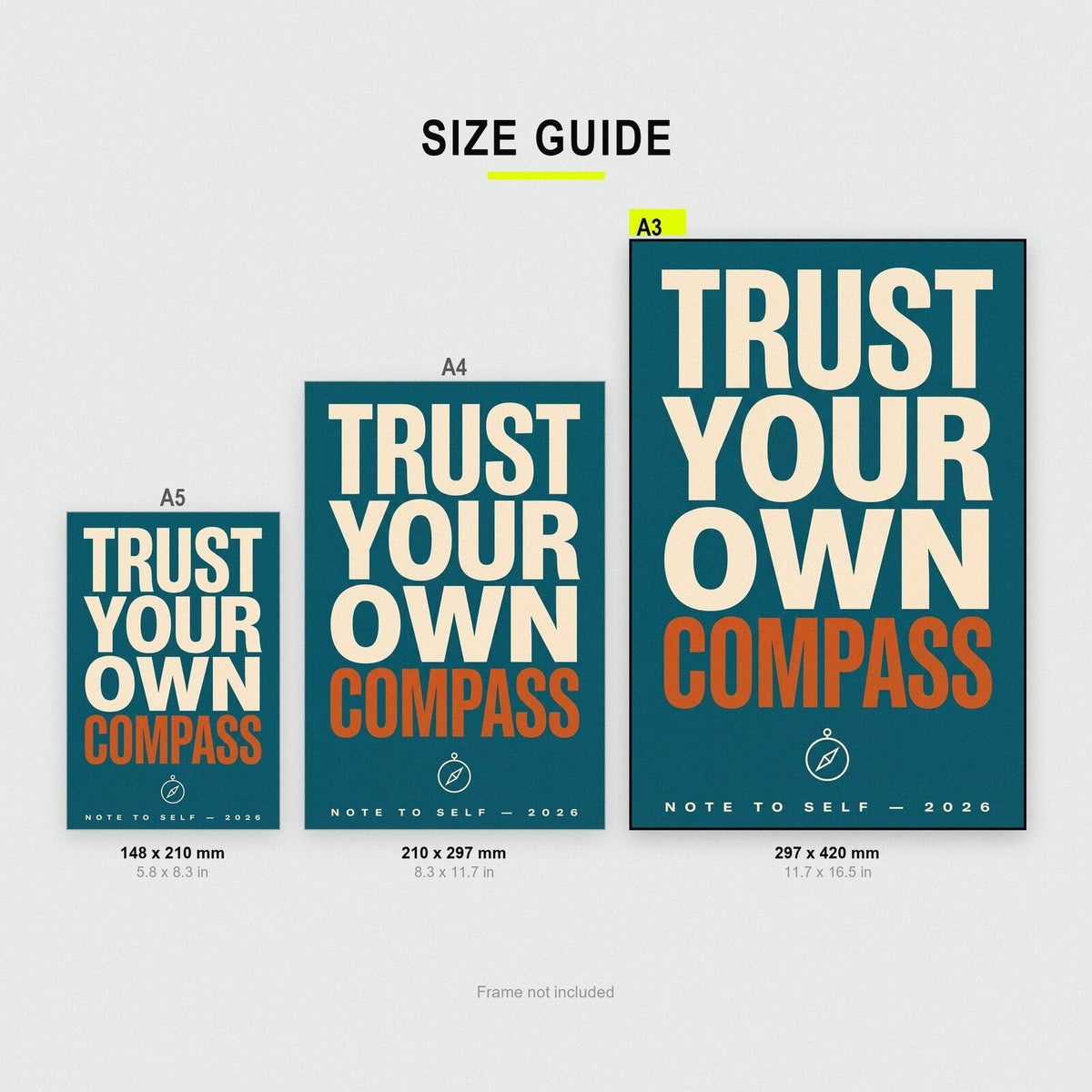 Trust Your Own Compass Note To Self Typography Art Print