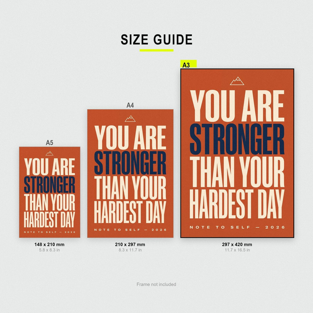 Stronger Than Your Hardest Day Note To Self Typography Art Print