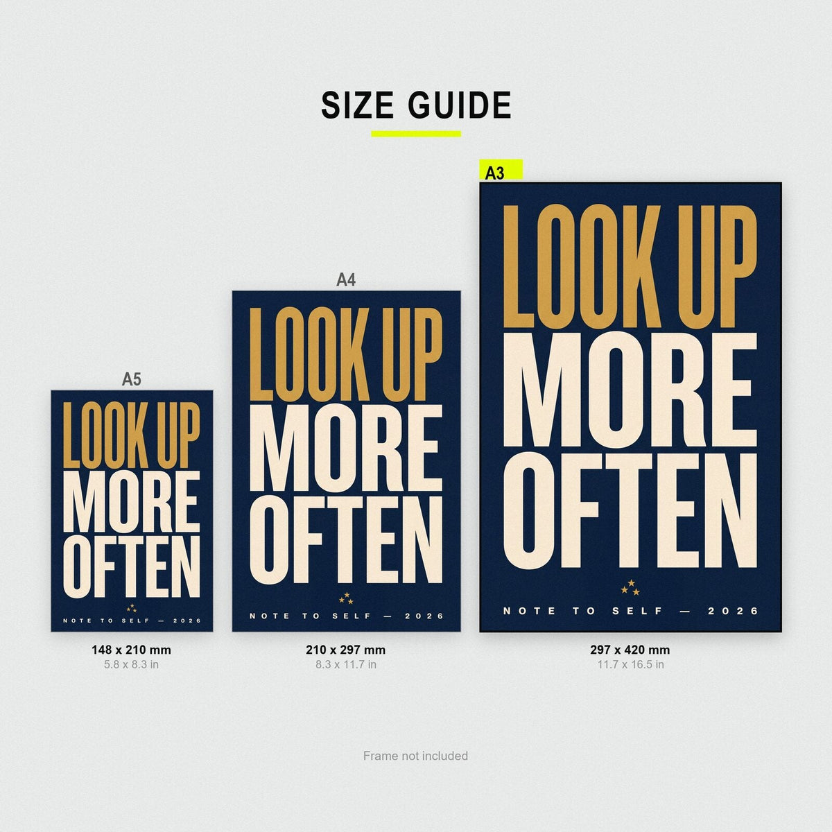 Look Up More Often Note To Self Typography Art Print