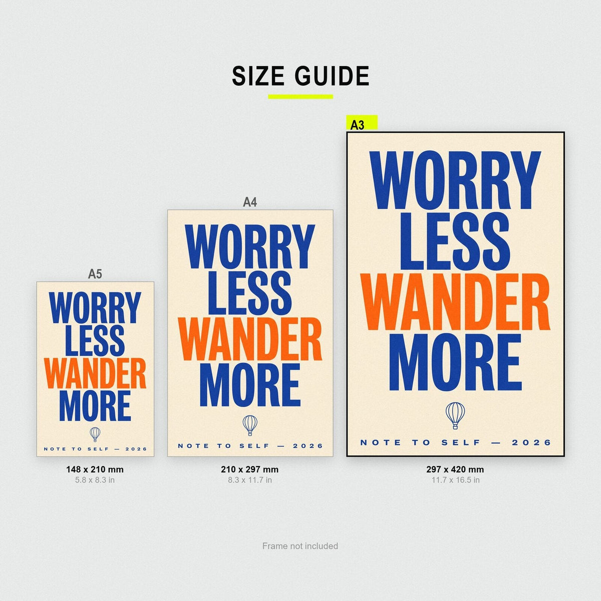 Worry Less Wander More Note To Self Typography Art Print