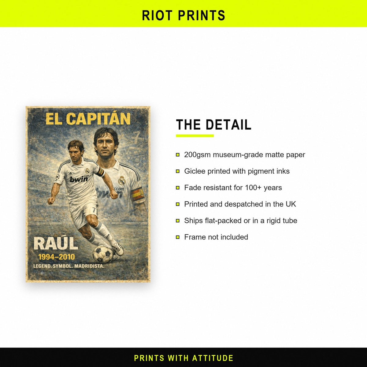 Raúl Football Legend Print paper and printing specification