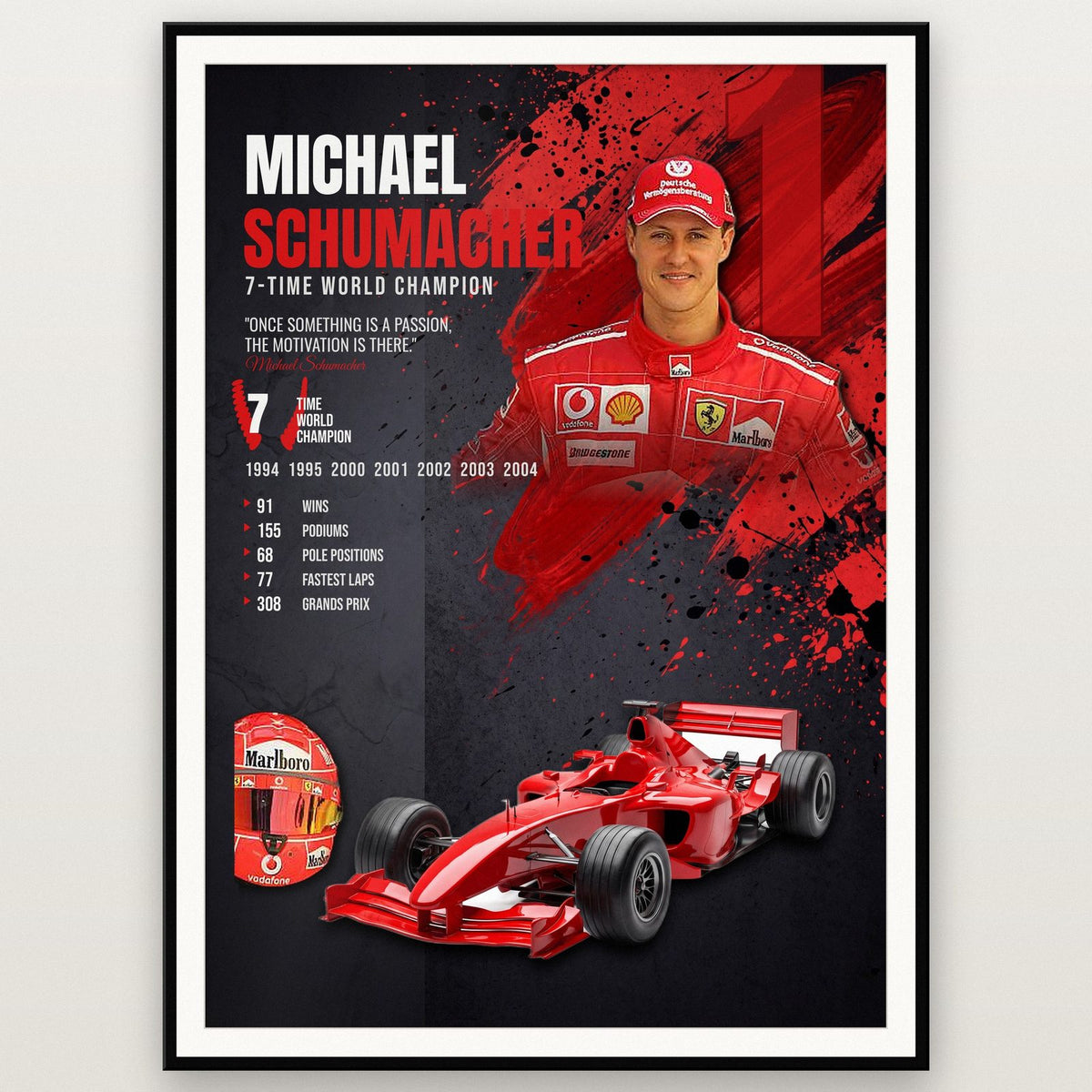 Michael Schumacher Seven Time World Champion F1 Art Print