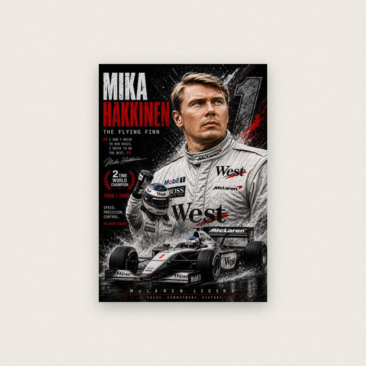 Mika Hakkinen The Flying Finn F1 Art Print
