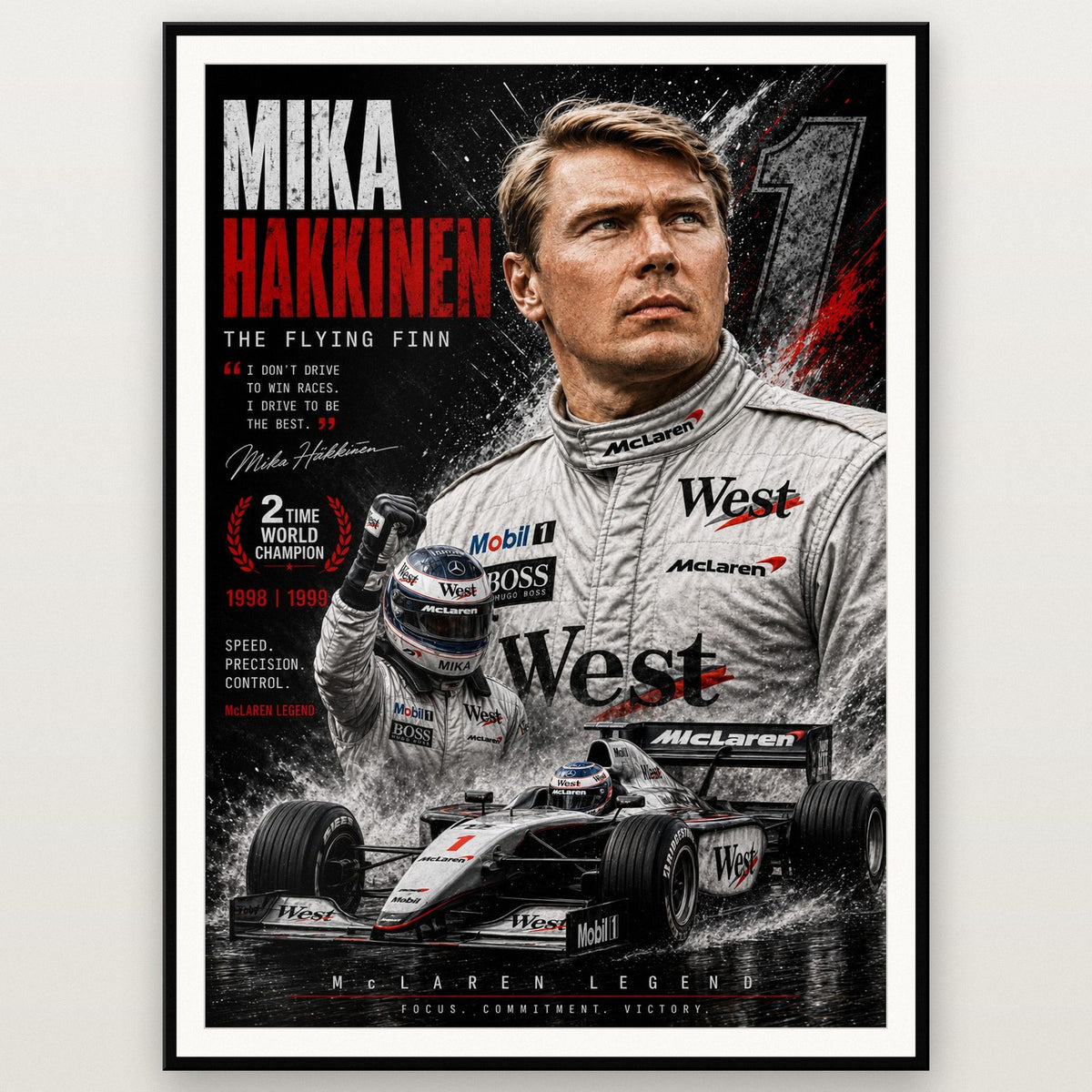 Mika Hakkinen The Flying Finn F1 Art Print