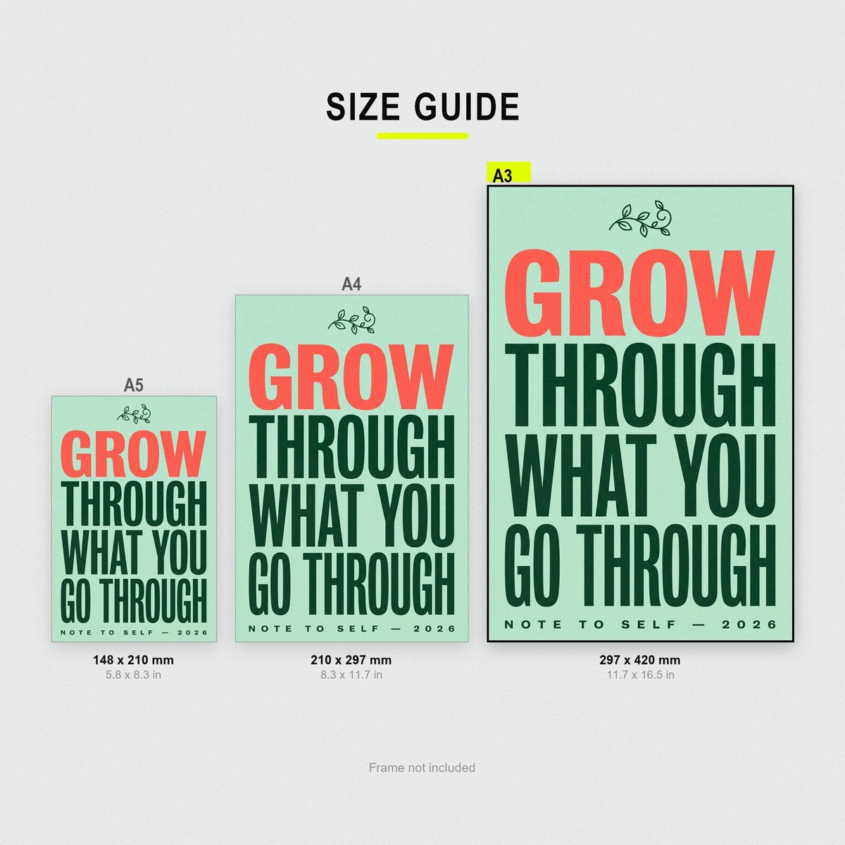 Grow Through What You Go Through Note To Self Typography Art Print