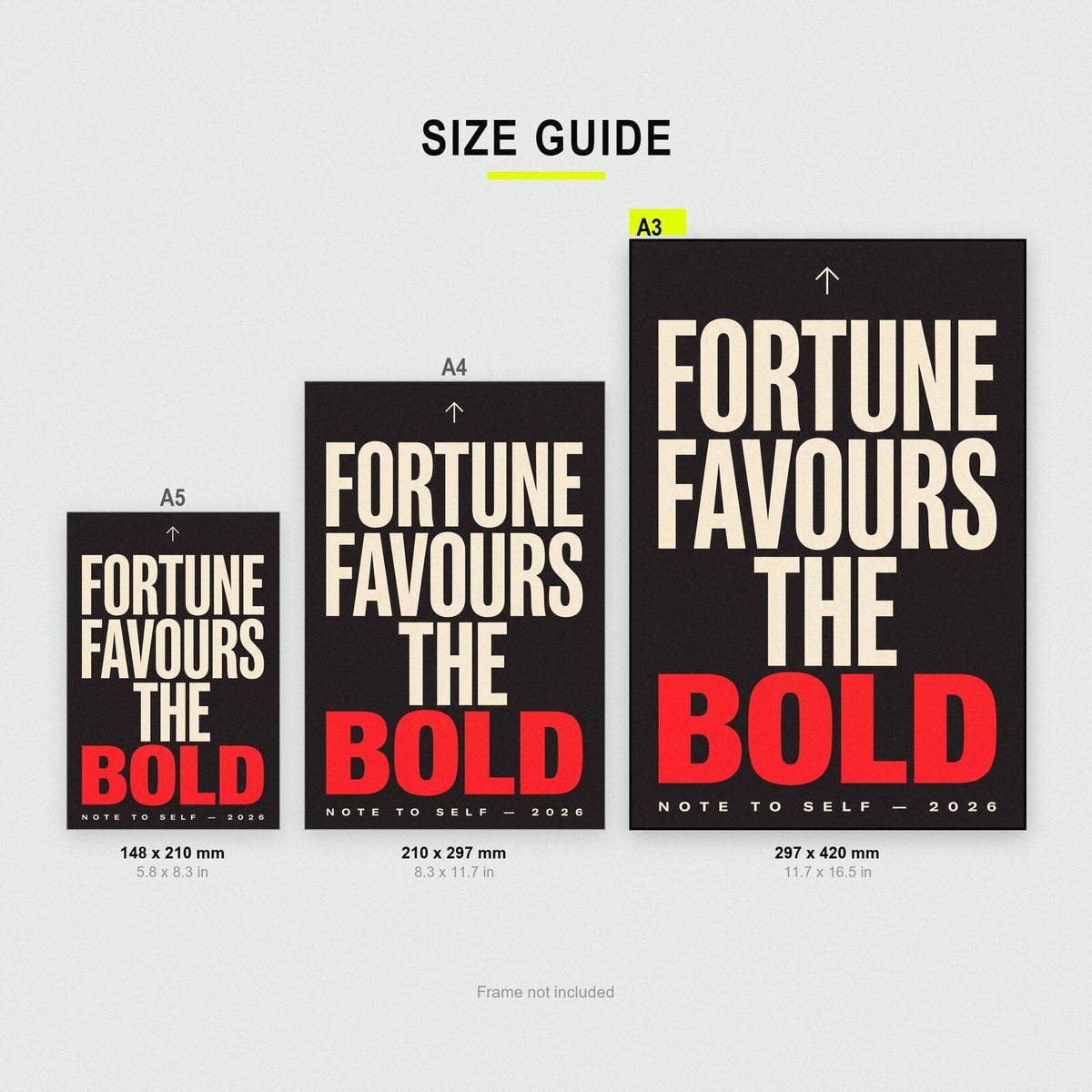 Fortune Favours The Bold Note To Self Typography Art Print