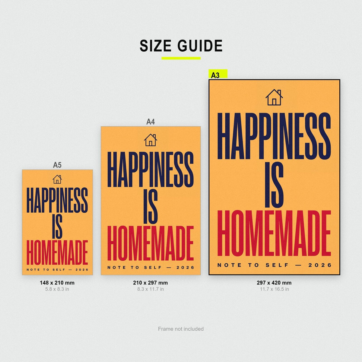 Happiness Is Homemade Note To Self Typography Art Print