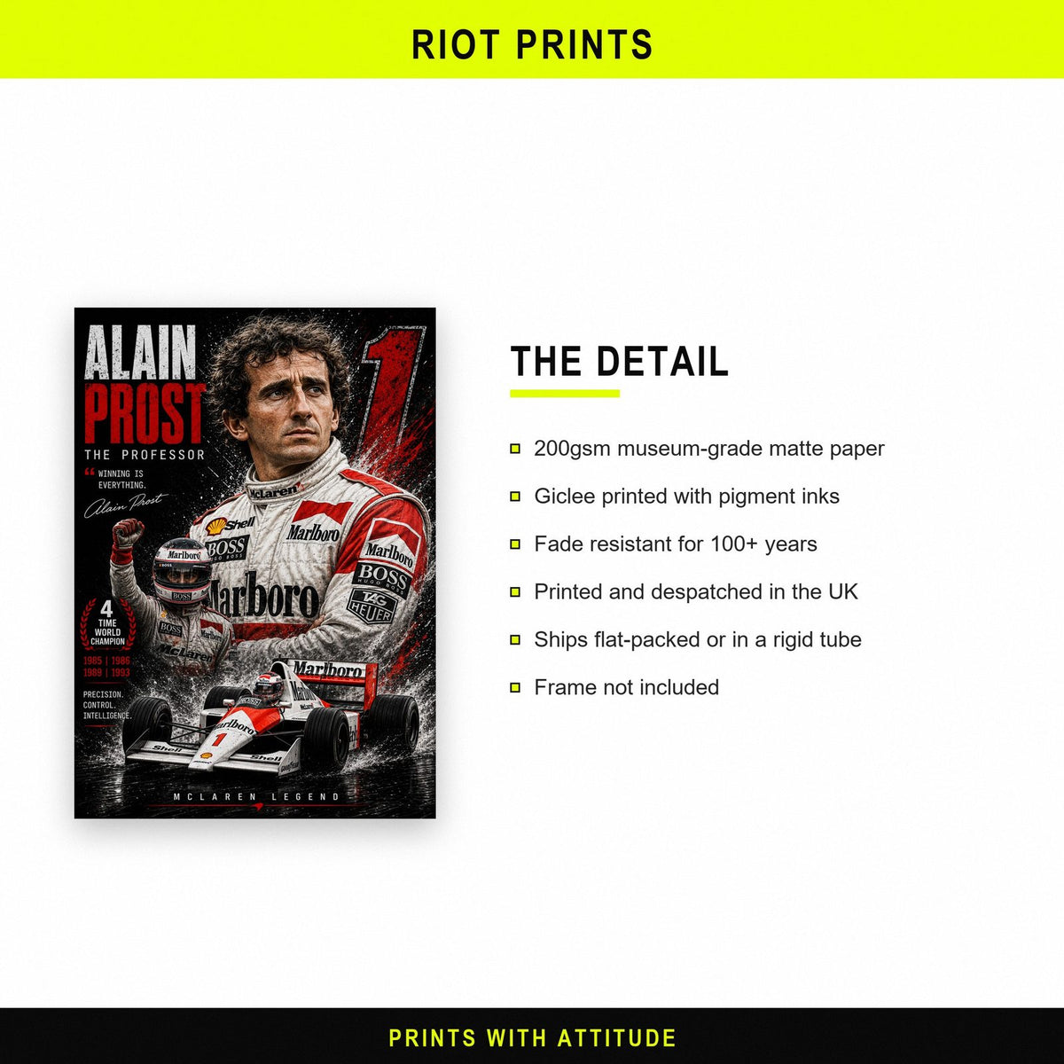 Alain Prost The Professor F1 Art Print