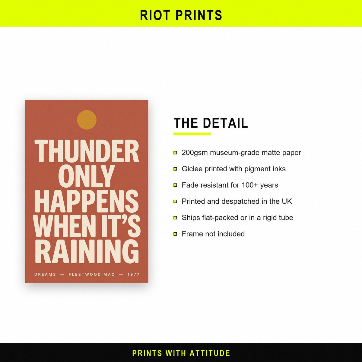Dreams Lyrics Print paper and printing specification