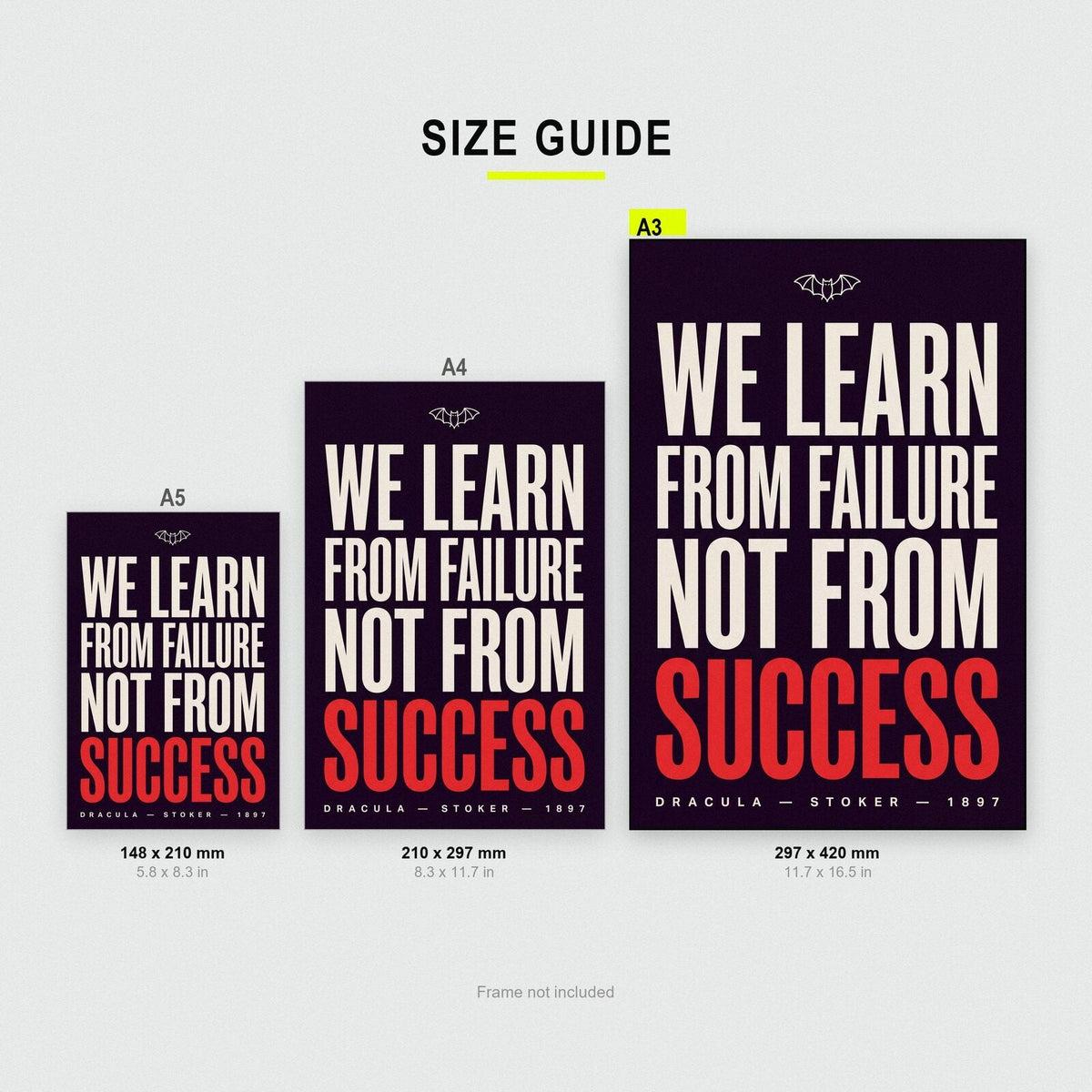 We Learn From Failure Not From Success Book Quote Art Print