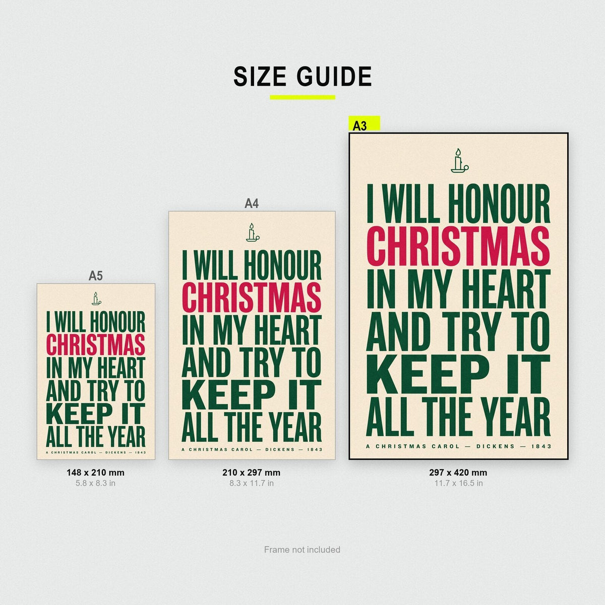 I Will Honour Christmas In My Heart Book Quote Art Print