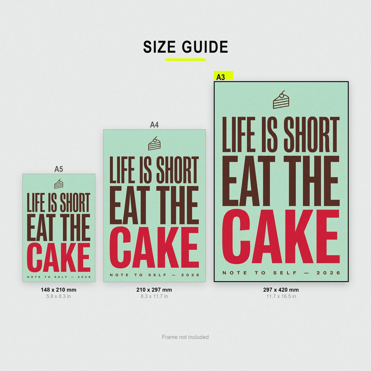Life Is Short Eat The Cake Note To Self Typography Art Print