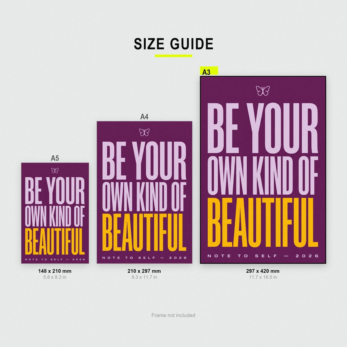 Be Your Own Kind Of Beautiful Note To Self Typography Art Print
