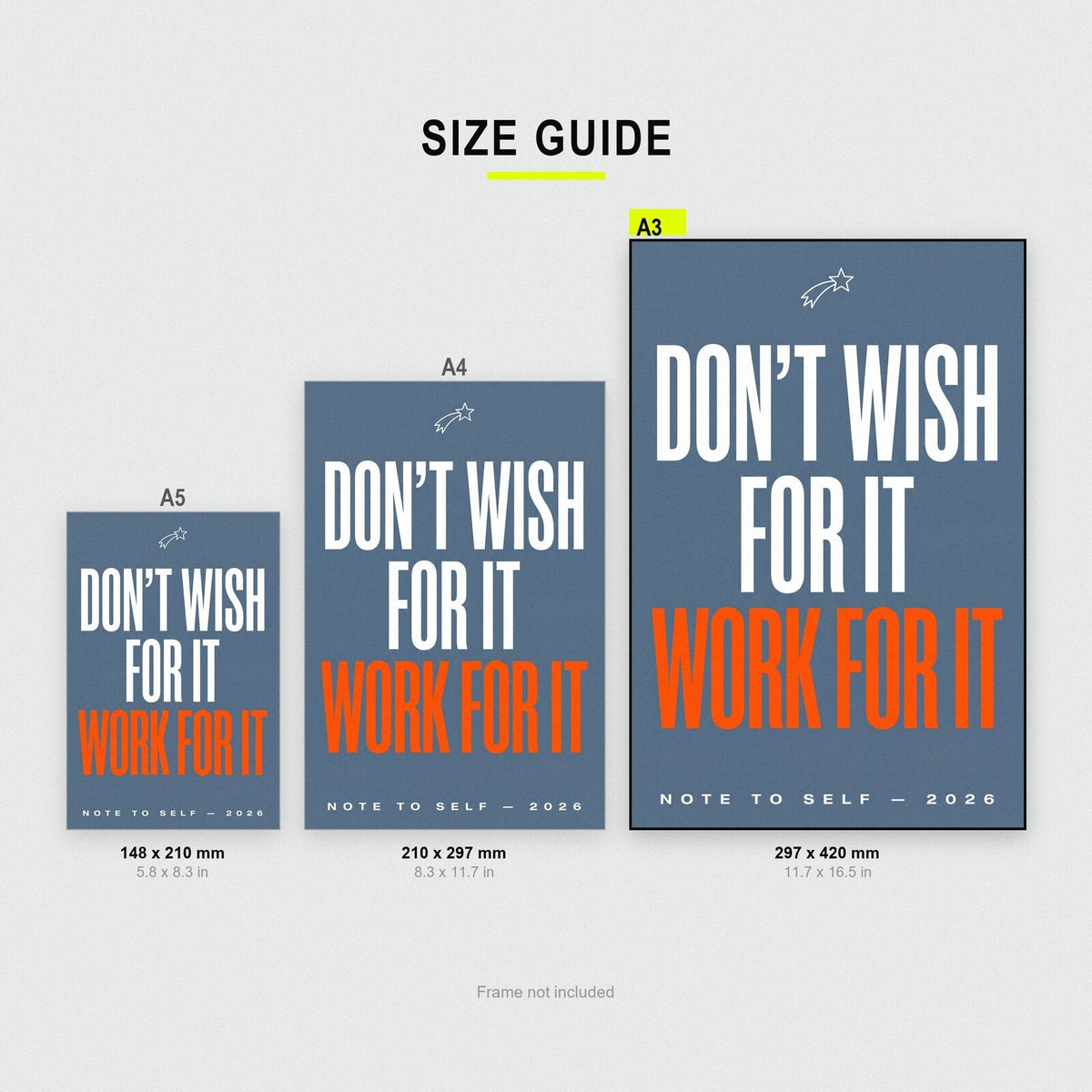 Dont Wish For It Work For It Note To Self Typography Art Print