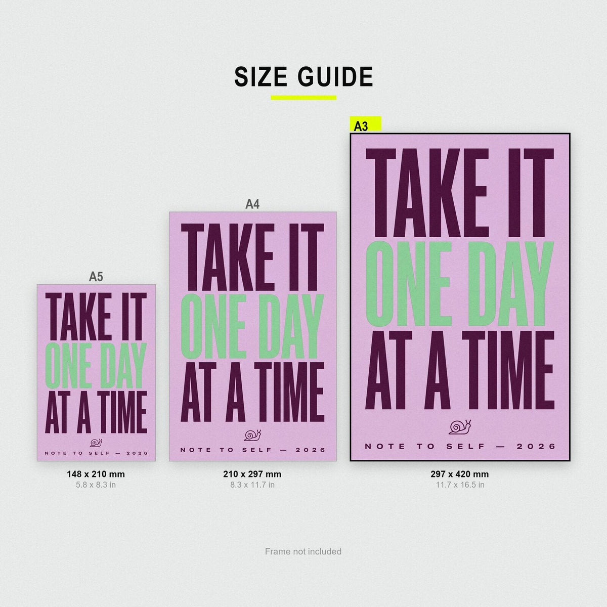 Take It One Day At A Time Note To Self Typography Art Print