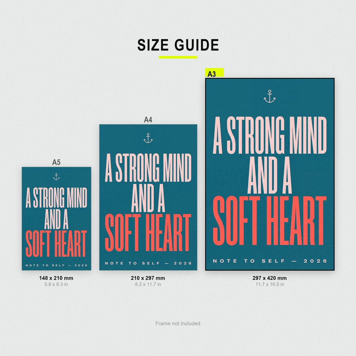 A Strong Mind And A Soft Heart Note To Self Typography Art Print