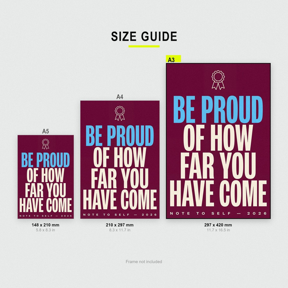 Be Proud Of How Far You Have Come Note To Self Typography Art Print