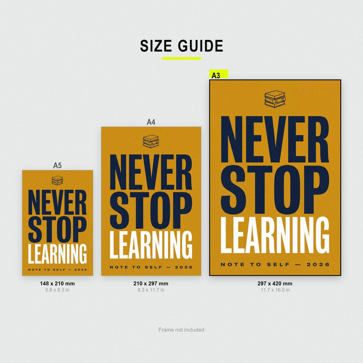 Never Stop Learning Note To Self Typography Art Print