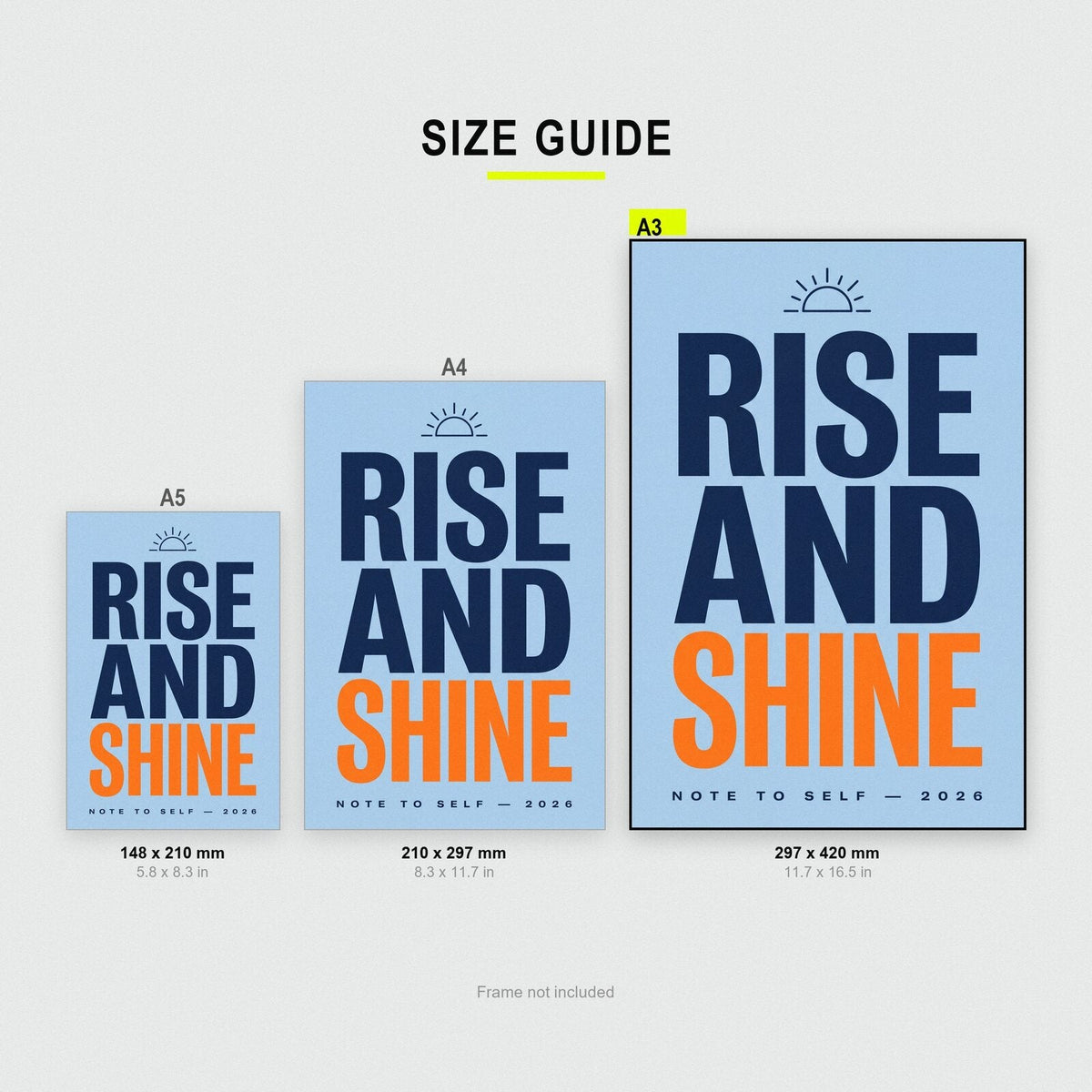 Rise And Shine Note To Self Typography Art Print