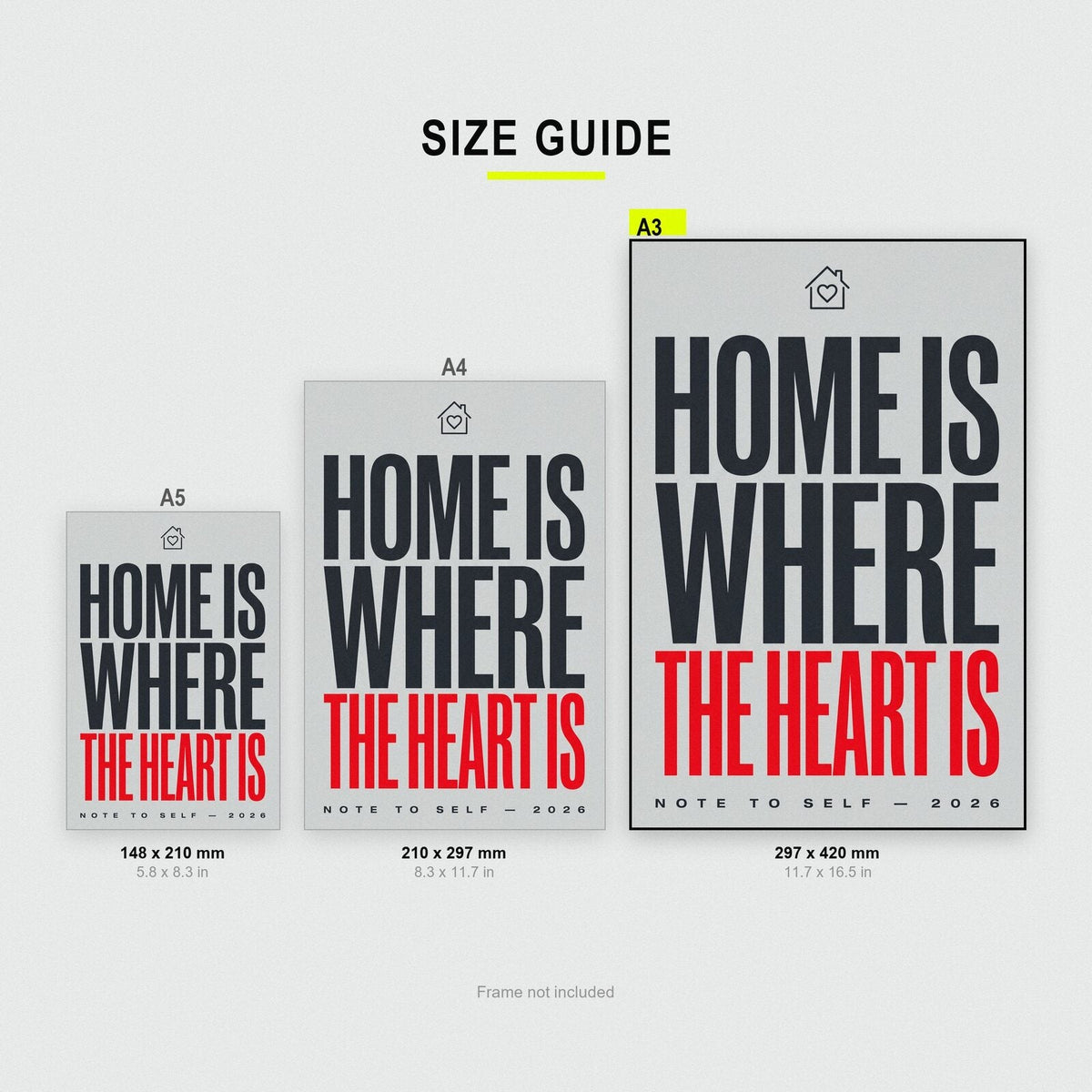 Home Is Where The Heart Is Note To Self Typography Art Print